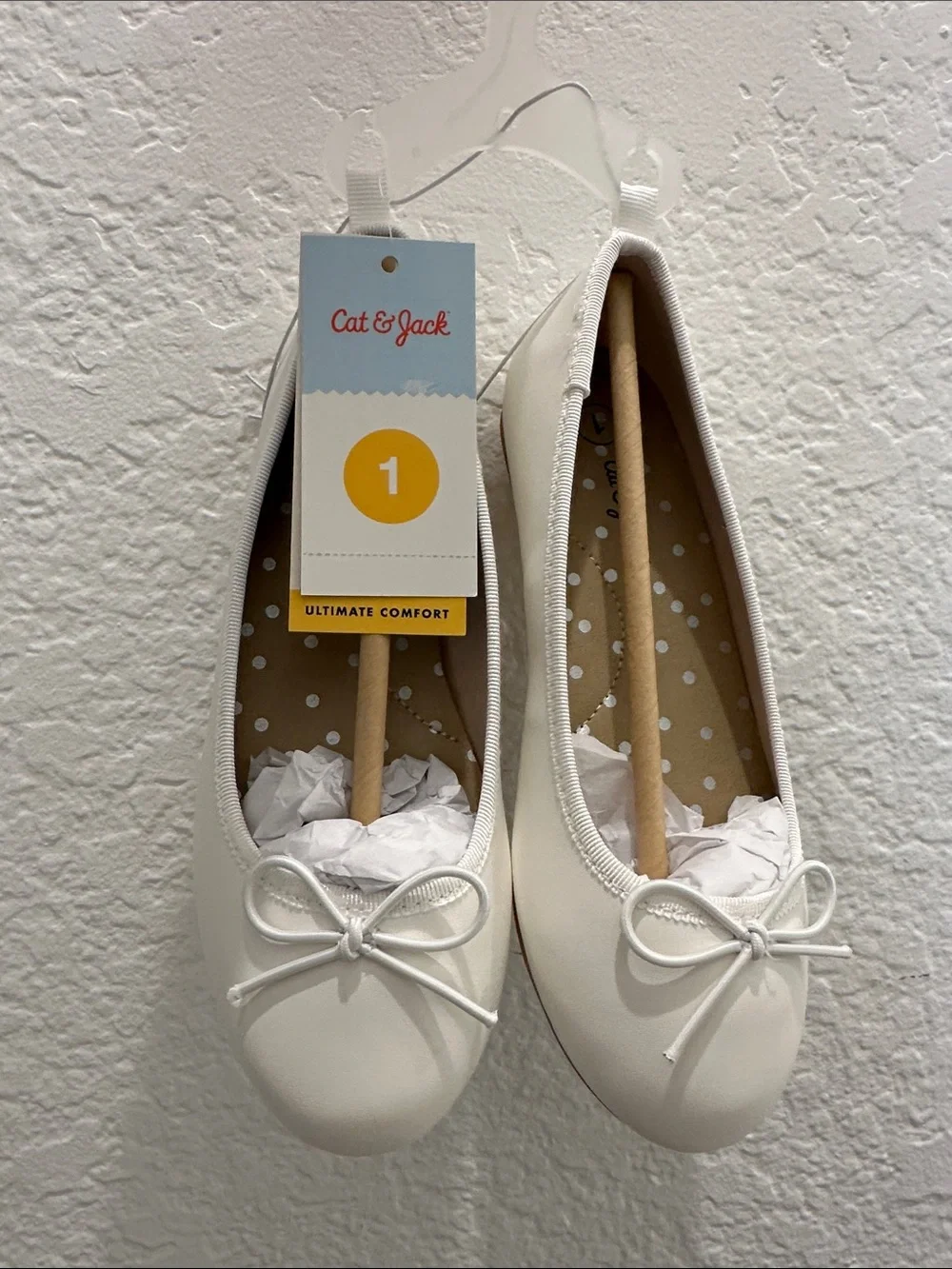 Cat & Jack White Girls' Bow Ballet Flats Wedding